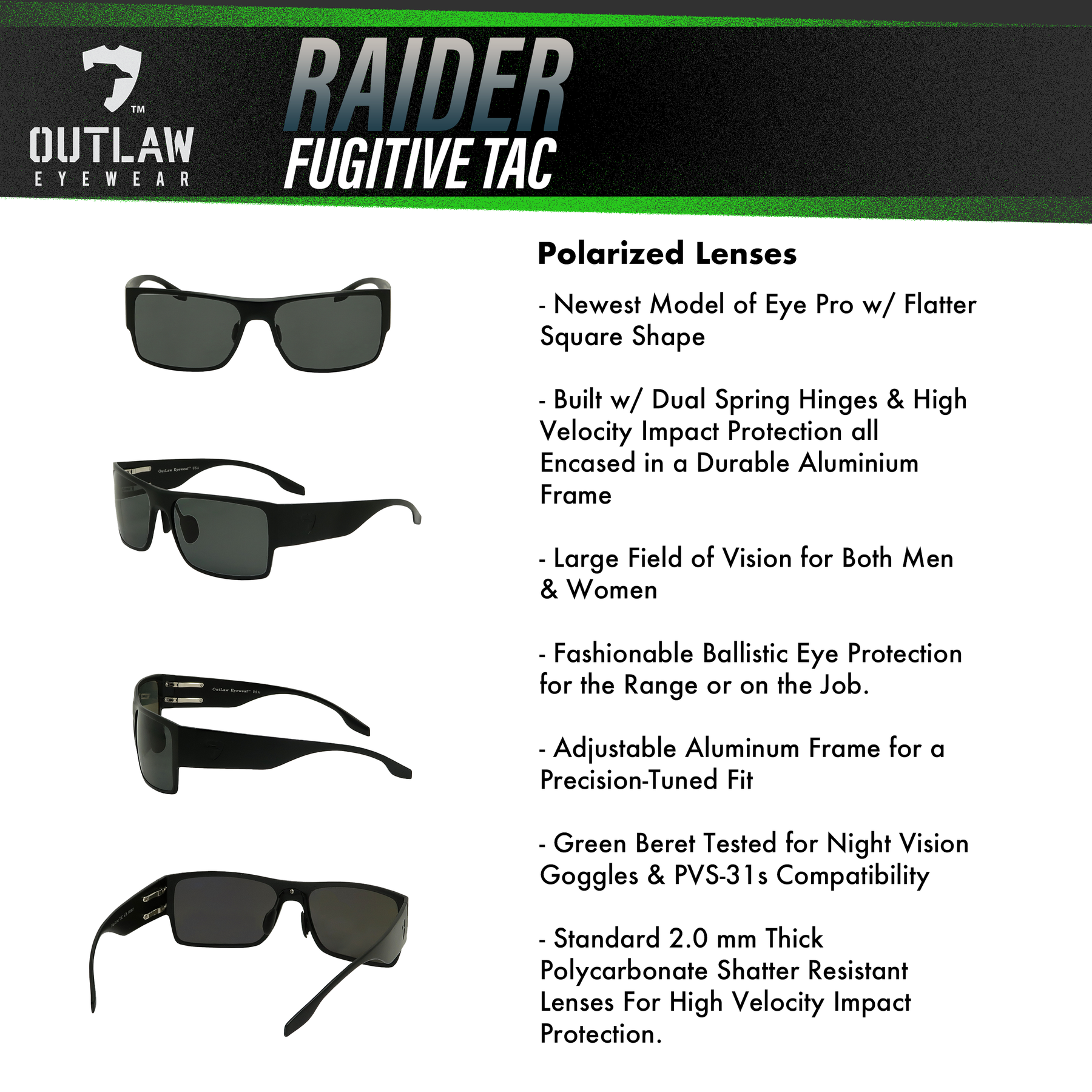 Raider TAC Black / Polarized - OUTLAW EYEWEAR – OutLaw Eyewear